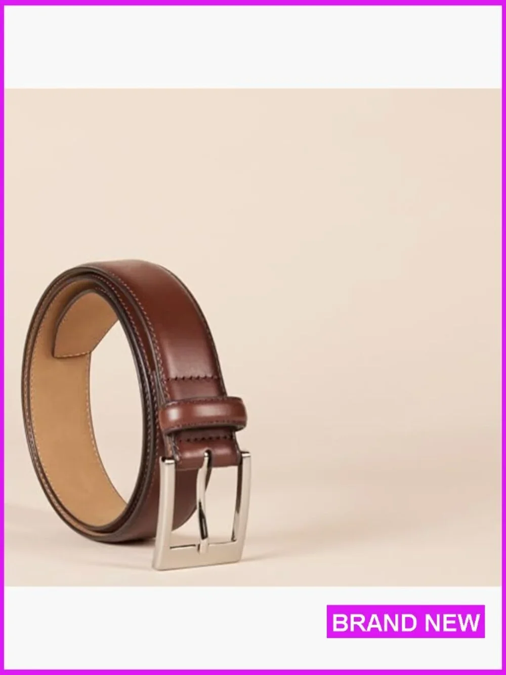 Classic Dress Belt Men Leather Metal Buckle 7 Holes Versatile Work Casual
